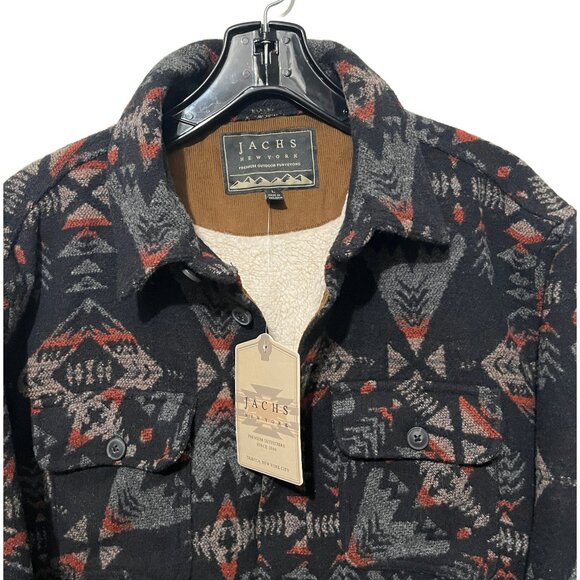 NWT Jachs New York Men's L Western Pattern Wool Blend Sherpa Lined Shirt Jacket - Picture 3 of 7